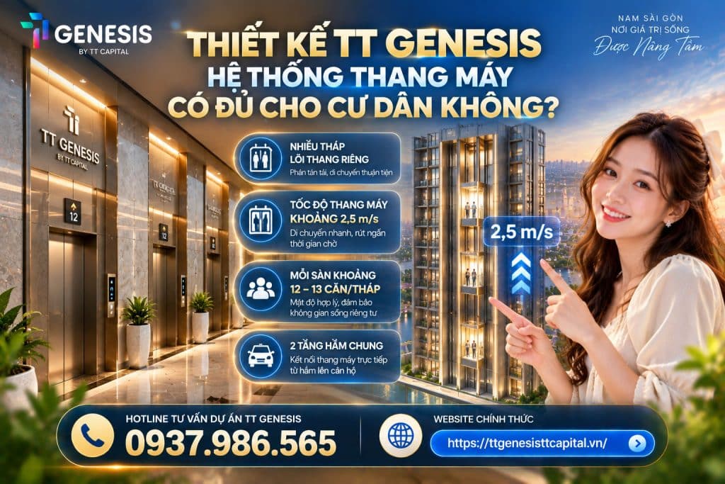 Thiết kế TT Genesis: Hệ thống thang máy có đủ cho cư dân không?