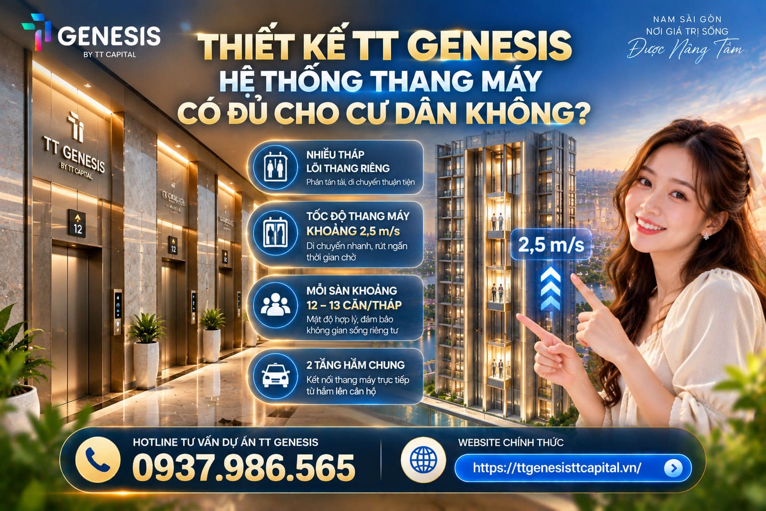 Thiết kế TT Genesis: Hệ thống thang máy có đủ cho cư dân không?